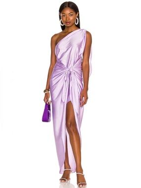 Baobab Collection One-Shoulder Lavender Satin Dress